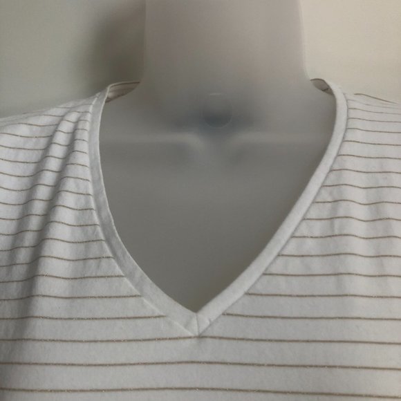 Jones New York Stretch Cotton Gold Stripe Tee - Picture 3 of 8